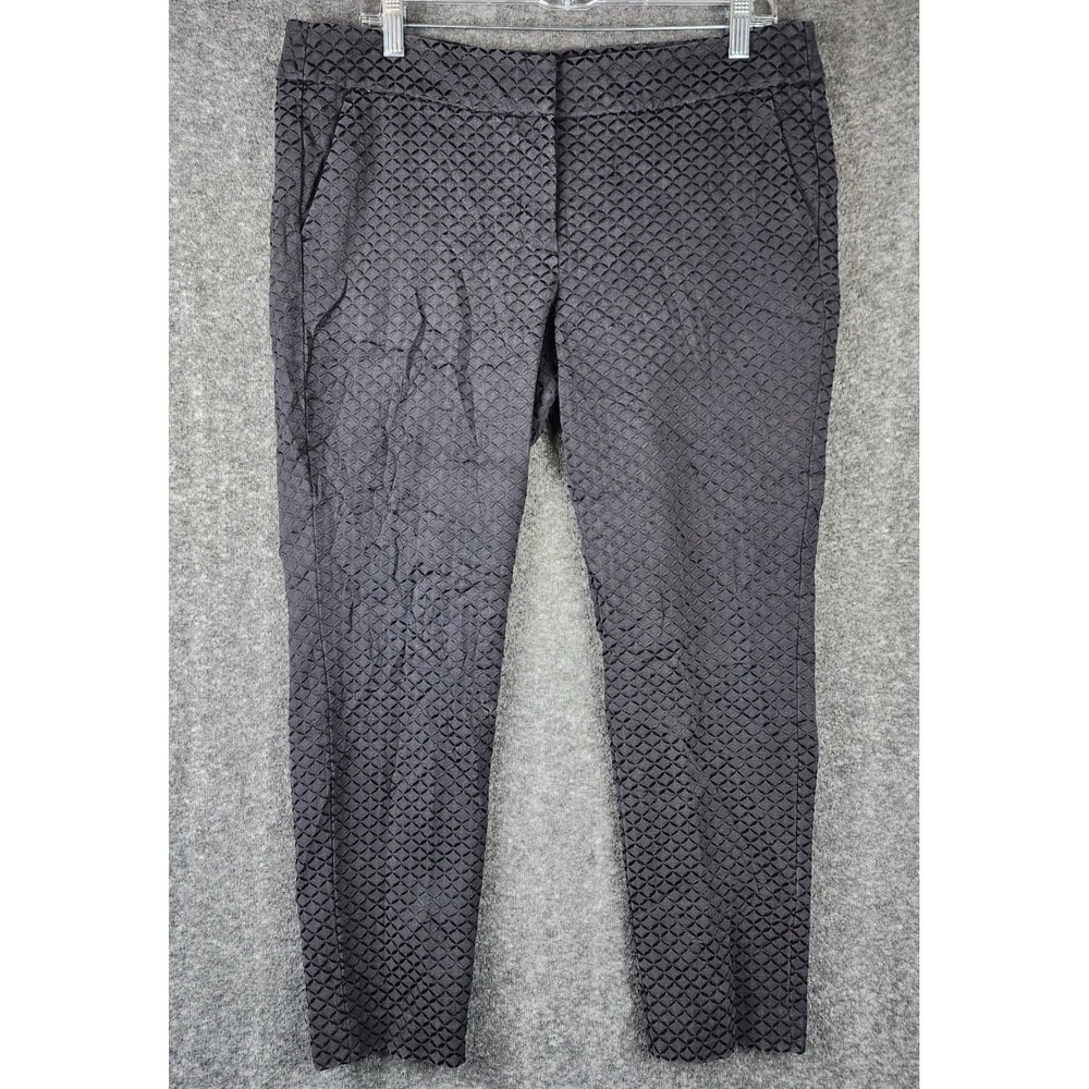 Loft Pants Womens 12P Marisa Skinny Black Textured Geometric Jacquard EUC